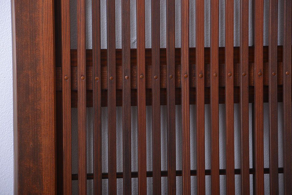 和製アンティーク　モールガラス入り格子戸4枚セット