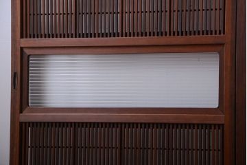 和製アンティーク　モールガラス入り格子戸4枚セット