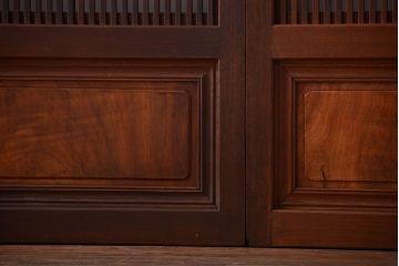 和製アンティーク　モールガラス入り格子戸4枚セット