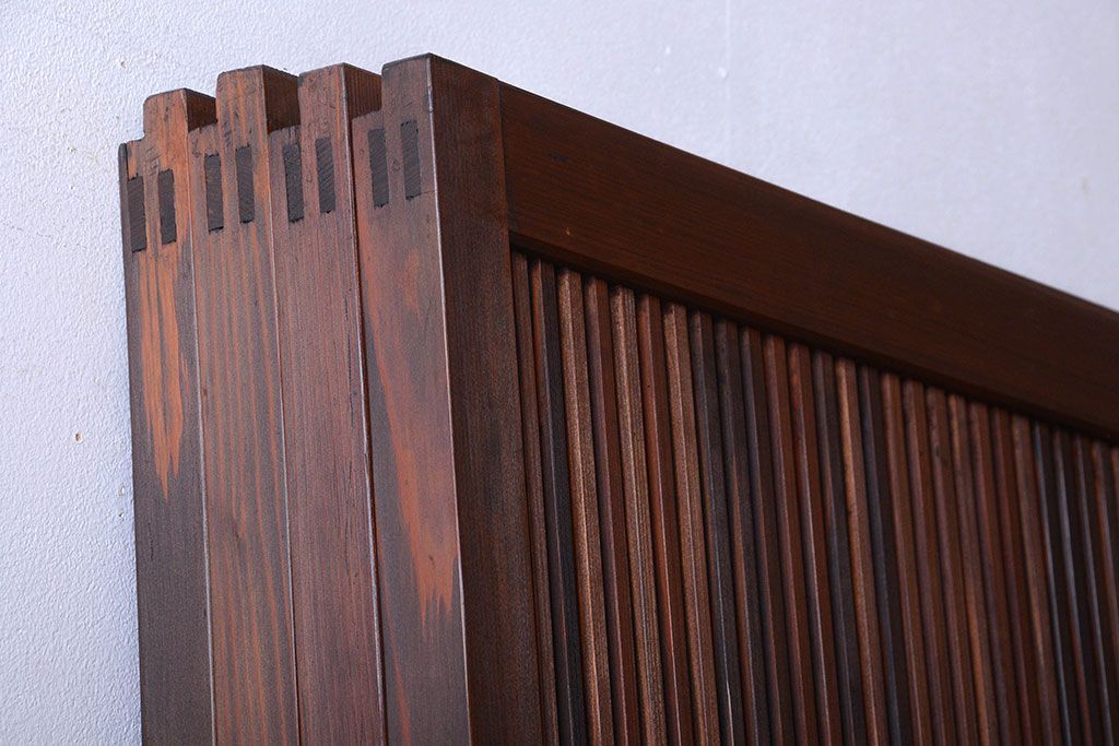 和製アンティーク　モールガラス入り格子戸4枚セット