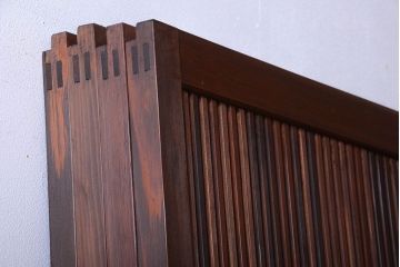 和製アンティーク　モールガラス入り格子戸4枚セット