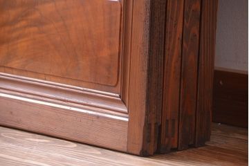 和製アンティーク　モールガラス入り格子戸4枚セット