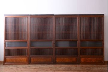 和製アンティーク　モールガラス入り格子戸4枚セット