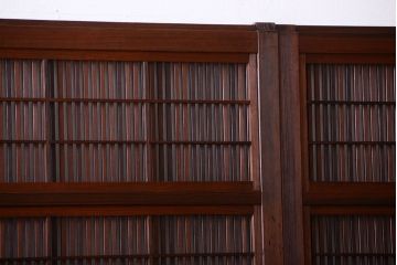 和製アンティーク　モールガラス入り格子戸4枚セット