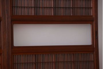 和製アンティーク　モールガラス入り格子戸4枚セット