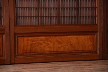 和製アンティーク　モールガラス入り格子戸4枚セット