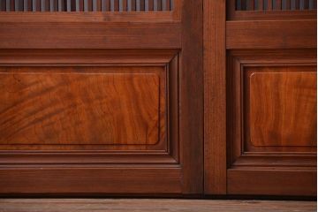 和製アンティーク　モールガラス入り格子戸4枚セット