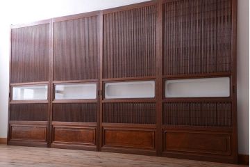 古民具・骨董　裏障子付きの上品な格子戸4枚セット(1)