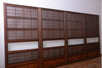 古民具・骨董　裏障子付きの上品な格子戸4枚セット(2)