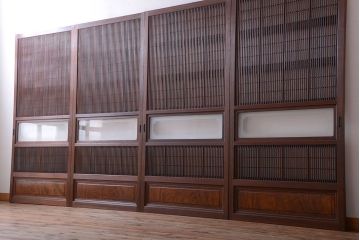 古民具・骨董　裏障子付きの上品な格子戸4枚セット(2)