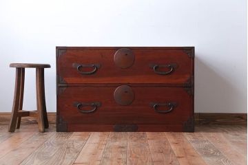 アンティーク家具　和製アンティーク　前面欅材!シンプルな時代箪笥ローボード(1)