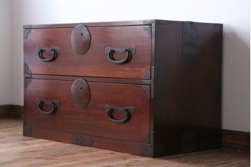 アンティーク家具　和製アンティーク　前面欅材!シンプルな時代箪笥ローボード(1)