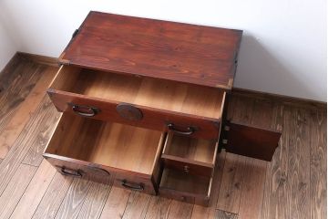 アンティーク家具　和製アンティーク　前面欅材!シンプルな時代箪笥ローボード(2)