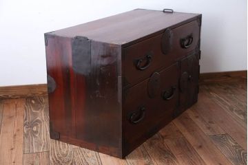 アンティーク家具　和製アンティーク　前面欅材!シンプルな時代箪笥ローボード(2)