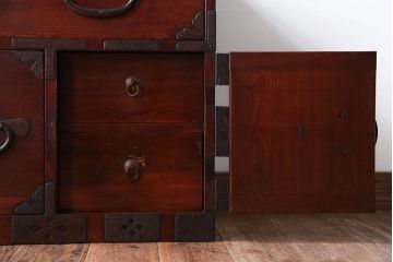 アンティーク家具　和製アンティーク　前面欅材!シンプルな時代箪笥ローボード(2)