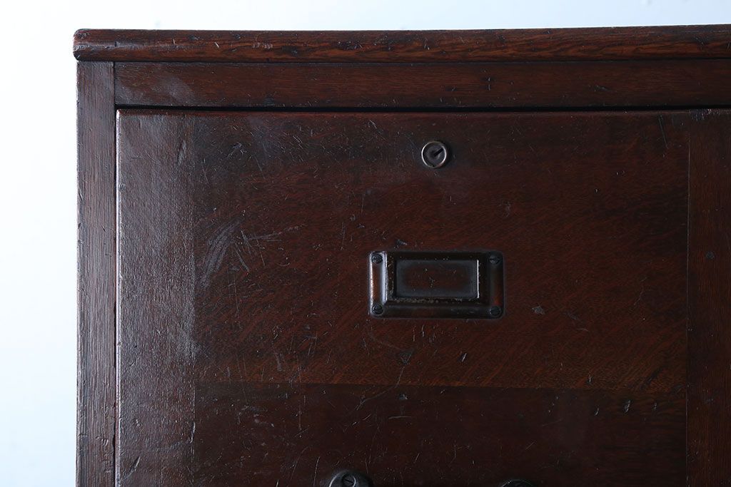 アンティーク家具　和製アンティーク　古い木製の縦型4杯引き出し(書類ケース)