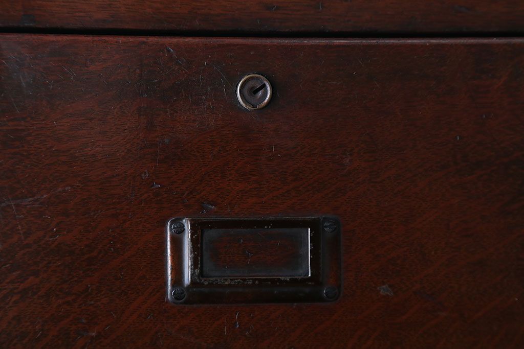 アンティーク家具　和製アンティーク　古い木製の縦型4杯引き出し(書類ケース)