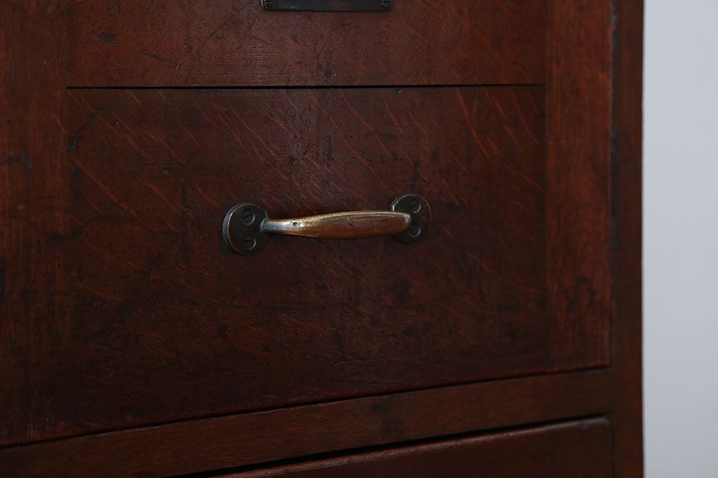 アンティーク家具　和製アンティーク　古い木製の縦型4杯引き出し(書類ケース)