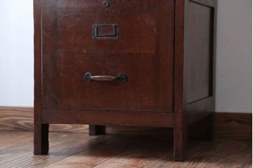 アンティーク家具　和製アンティーク　古い木製の縦型4杯引き出し(書類ケース)