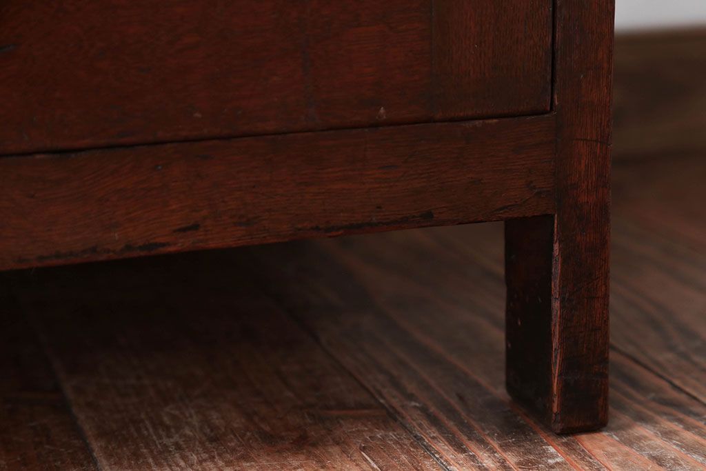 アンティーク家具　和製アンティーク　古い木製の縦型4杯引き出し(書類ケース)