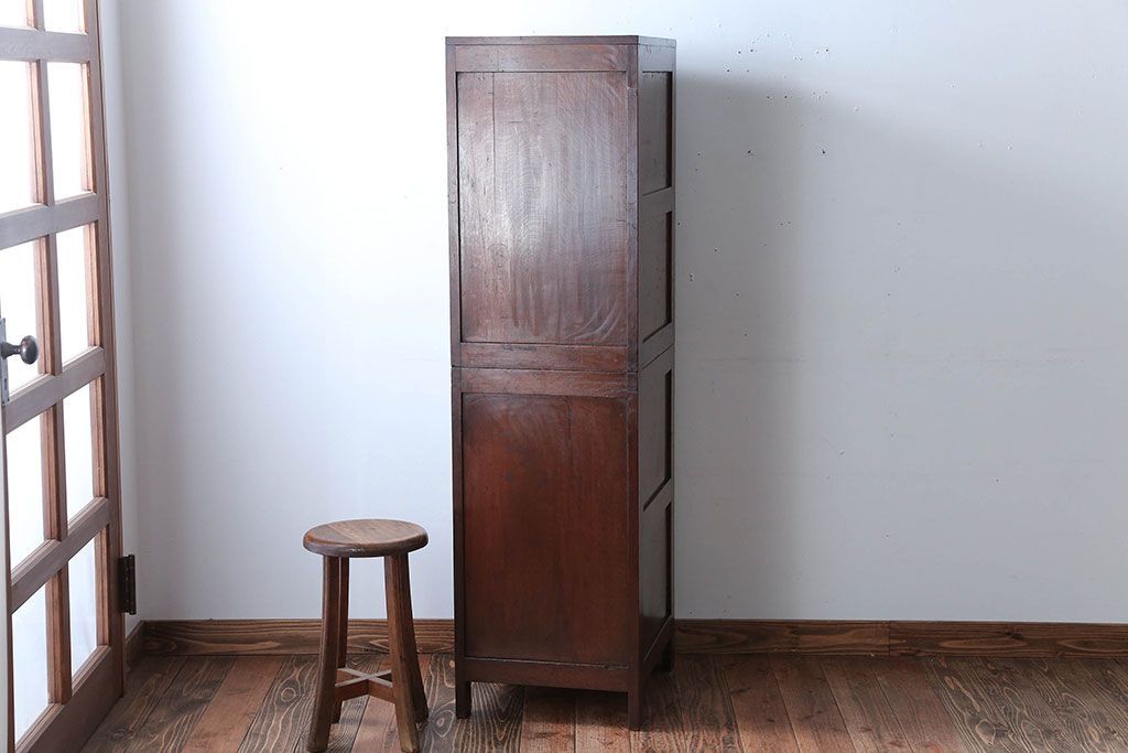 アンティーク家具　和製アンティーク　古い木製の縦型4杯引き出し(書類ケース)