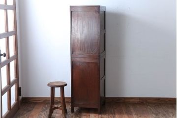 アンティーク家具　和製アンティーク　古い木製の縦型4杯引き出し(書類ケース)