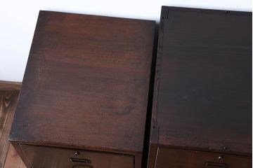 アンティーク家具　和製アンティーク　古い木製の縦型4杯引き出し(書類ケース)