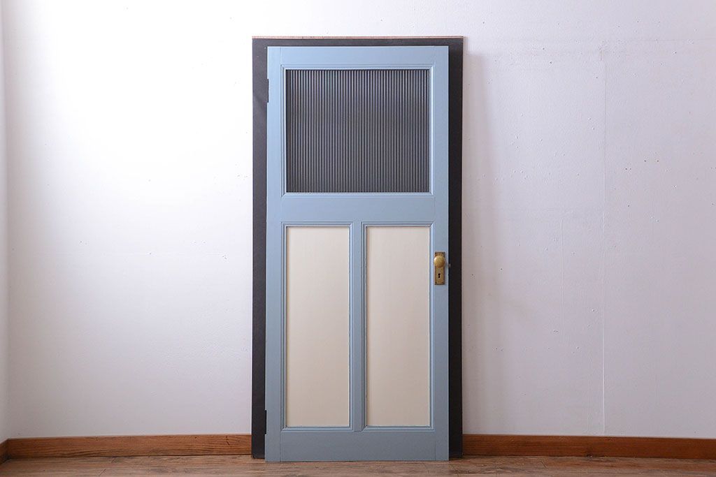 アンティーク　モールガラス入りのおしゃれなペイントドア