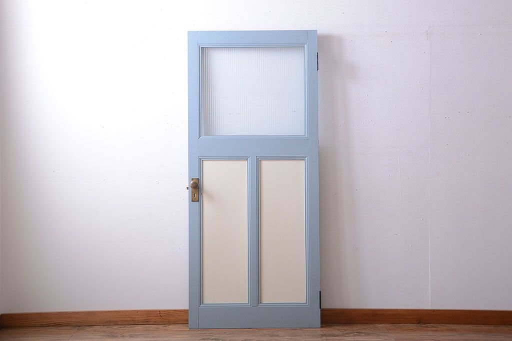 アンティーク　モールガラス入りのおしゃれなペイントドア