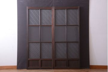 和製アンティーク　レトロなガラス引き戸2枚セット(窓)(1)