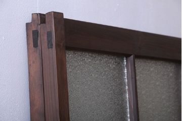 和製アンティーク　レトロなガラス引き戸2枚セット(窓)(1)