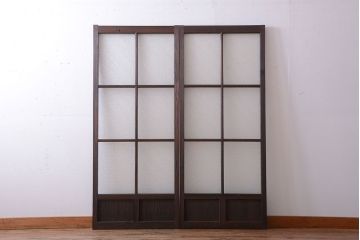 和製アンティーク　レトロなガラス引き戸2枚セット(2)