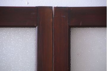 大正ロマン　当時物色ガラス入り!アンティーク引き戸2枚セット(窓)