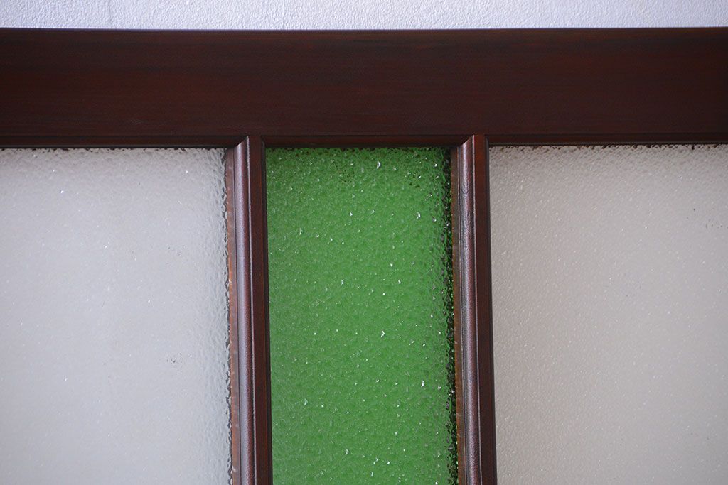 大正ロマン　当時物色ガラス入り!アンティーク引き戸2枚セット(窓)