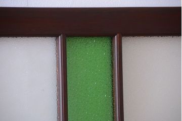 大正ロマン　当時物色ガラス入り!アンティーク引き戸2枚セット(窓)