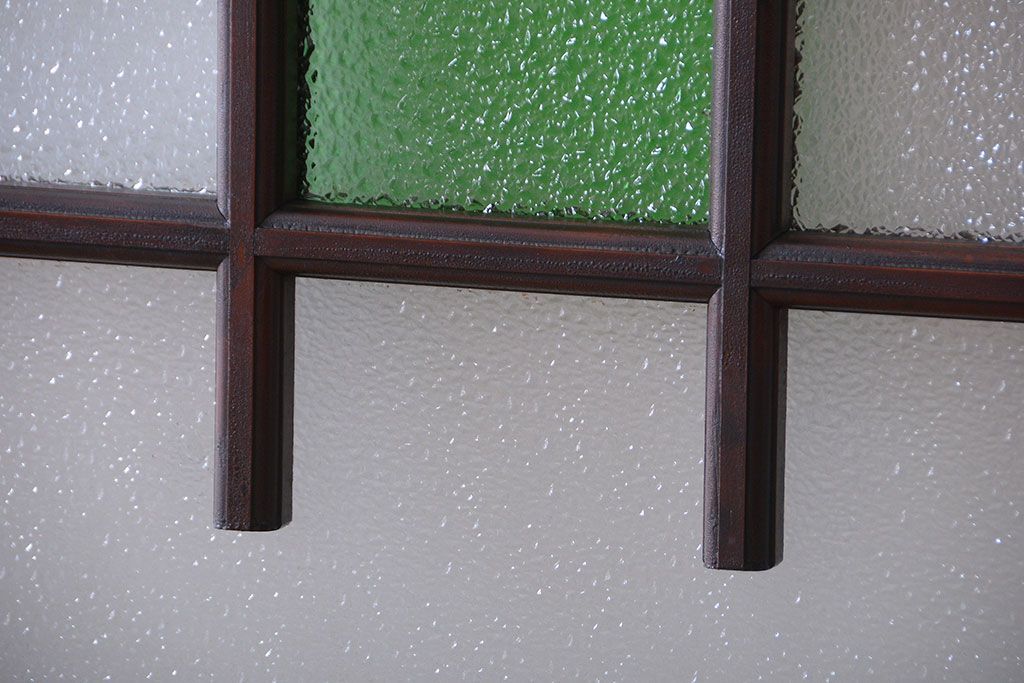 大正ロマン　当時物色ガラス入り!アンティーク引き戸2枚セット(窓)