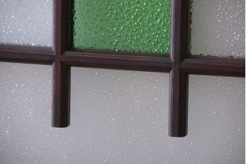 大正ロマン　当時物色ガラス入り!アンティーク引き戸2枚セット(窓)