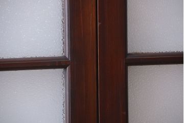 大正ロマン　当時物色ガラス入り!アンティーク引き戸2枚セット(窓)