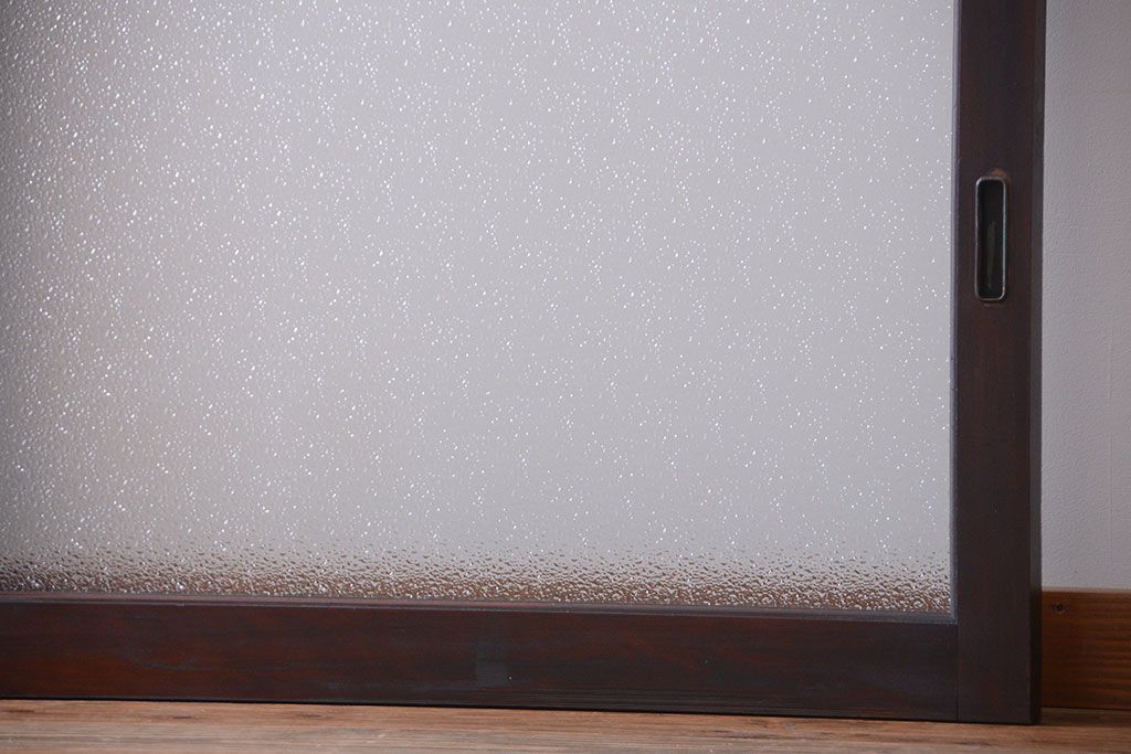 大正ロマン　当時物色ガラス入り!アンティーク引き戸2枚セット(窓)