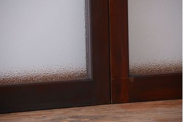 大正ロマン　当時物色ガラス入り!アンティーク引き戸2枚セット(窓)