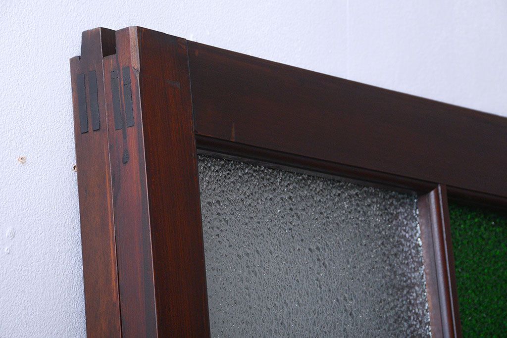 大正ロマン　当時物色ガラス入り!アンティーク引き戸2枚セット(窓)