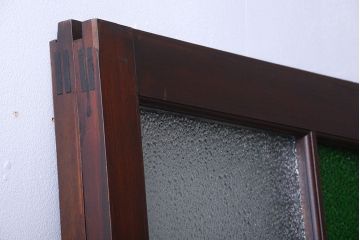 大正ロマン　当時物色ガラス入り!アンティーク引き戸2枚セット(窓)