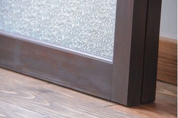 大正ロマン　当時物色ガラス入り!アンティーク引き戸2枚セット(窓)