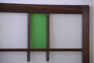 大正ロマン　当時物色ガラス入り!アンティーク引き戸2枚セット(窓)