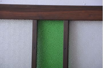 大正ロマン　当時物色ガラス入り!アンティーク引き戸2枚セット(窓)