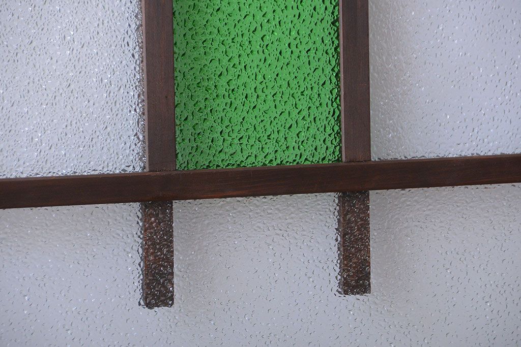 大正ロマン　当時物色ガラス入り!アンティーク引き戸2枚セット(窓)