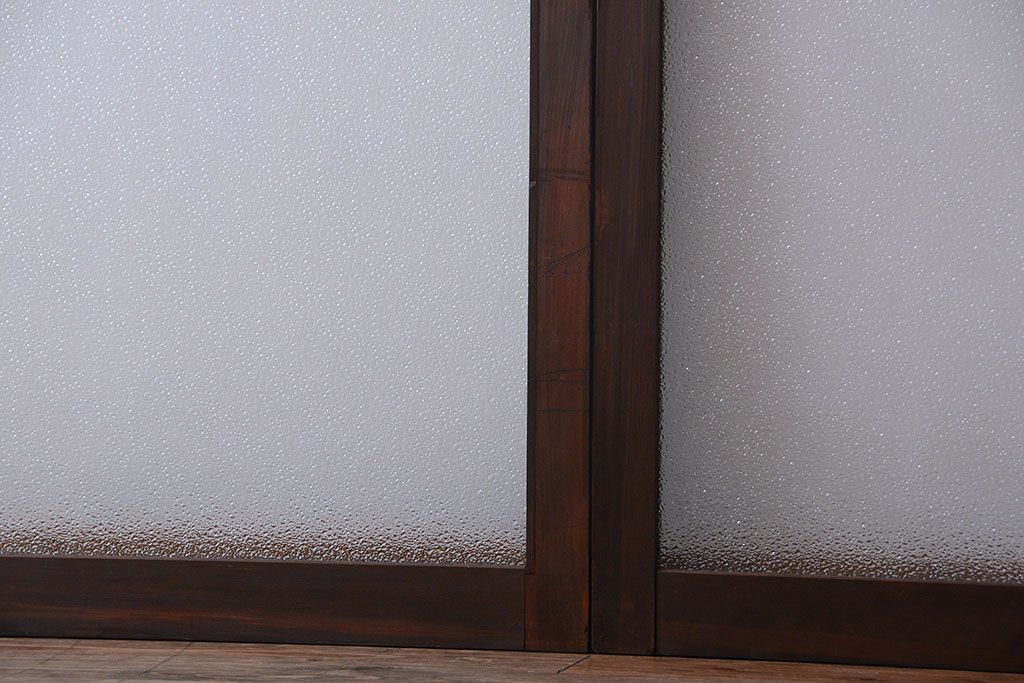 大正ロマン　当時物色ガラス入り!アンティーク引き戸2枚セット(窓)