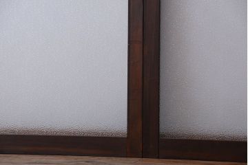 大正ロマン　当時物色ガラス入り!アンティーク引き戸2枚セット(窓)