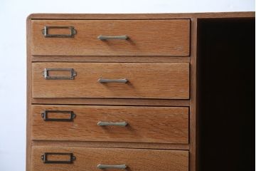 レトロ家具　昭和レトロ　ネームプレート付き!古い木製の書類ケース付き小引き出し