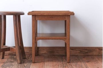 アンティーク家具　和製アンティーク　古いナラ材のサイドテーブル(花台)